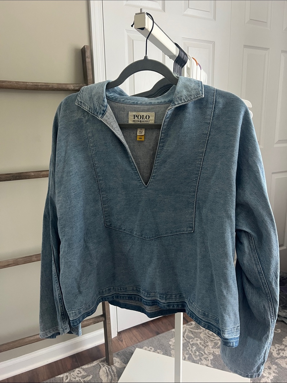 Polo by Ralph Lauren Washed Blue Denim Pullover Top